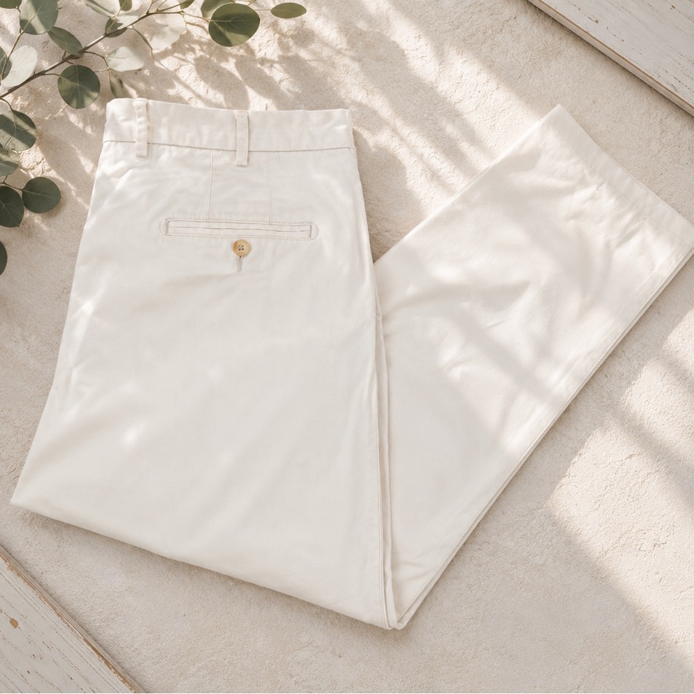 Peter Millar Pima Cotton Chino Pants Men’s 36x28 Cream Ivory Flat Front Classic